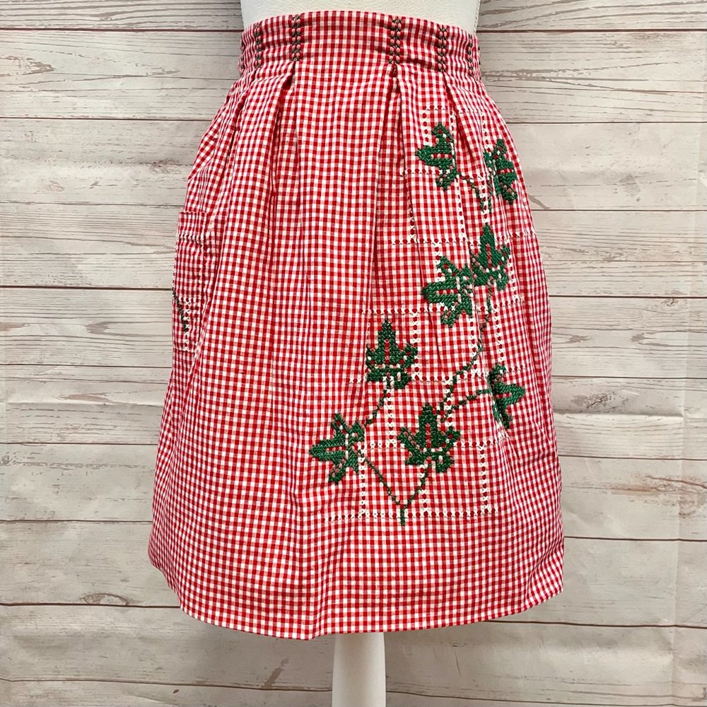 Vintage Cotton Embroidered cross stitch apron